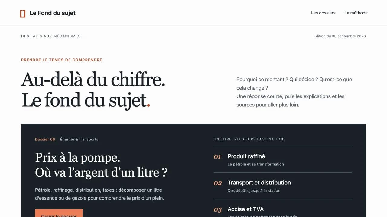 Accueil du Fond du sujet : Au-delà du chiffre et dossier sur le prix à la pompe